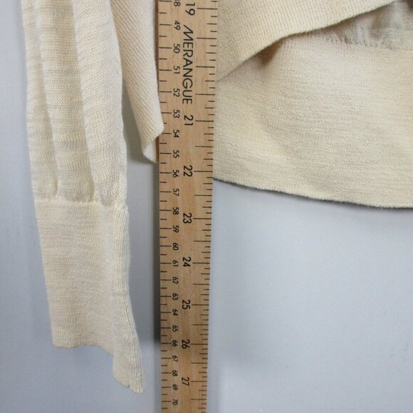 Club Monaco Cropped Top Women's XS Beige Sheer Long Sleeve V-Neck Casual 110 - Picture 6 of 7